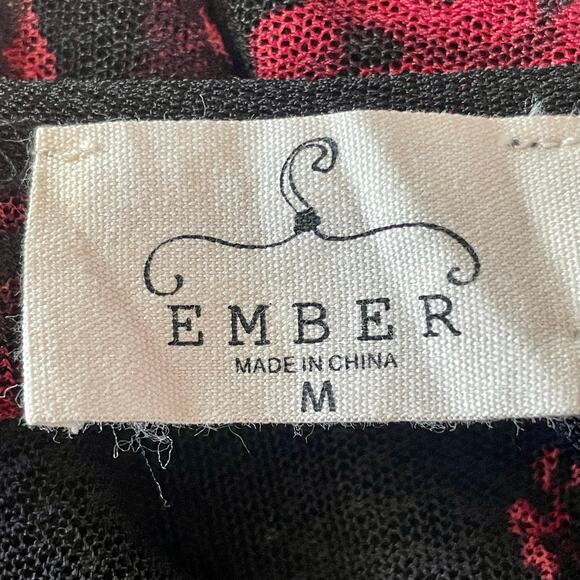 Ember Black Mesh Longline Cardigan Rose Print MED Whimsigoth Vamp Fairy Grunge - Picture 7 of 9